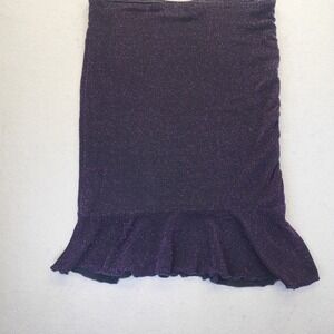 VTG Serendipity Maui Purple Metallic Shimmer Ruched Ruffle Mermaid Midi Skirt M